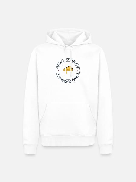 Open Raclette-Saison – Käsehumor - Männer Premium Bio Hoodie - Weiß