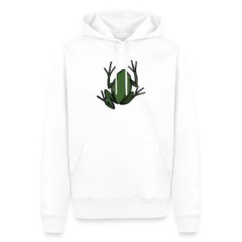 Smaragdfrosch-Silhouette auf Schwarz - Männer Premium Bio Hoodie - Weiß - Vorne - Nico (187cm)