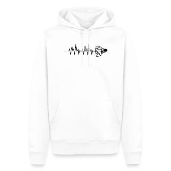 Badminton Herzschlag - Männer Premium Bio Hoodie - Weiß - Vorne - Nico (187cm)