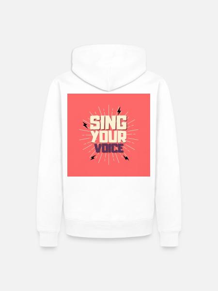 Sing deine Stimme - Männer Premium Bio Hoodie - Weiß
