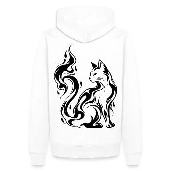 Mystic Flame Cat - Männer Premium Bio Hoodie - Weiß - Hinten - Nico (187cm)