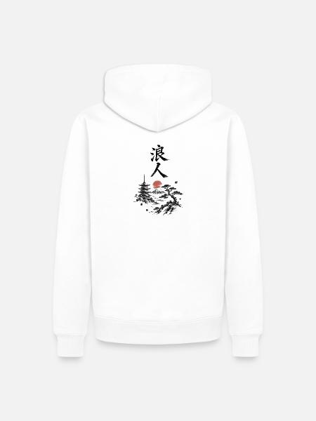 Zen Landschaft Rote Sonne - Männer Premium Bio Hoodie - Weiß