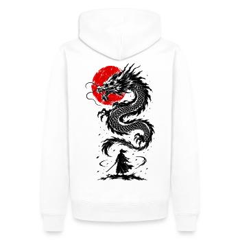  Samurai Japanischer Drache - Männer Premium Bio Hoodie - Weiß - Hinten - Nico (187cm)