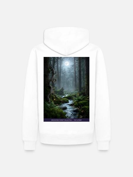 Mondnacht verzauberter Wald - Männer Premium Bio Hoodie - Weiß