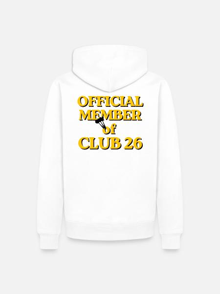 Darts Mitglied Club 26 – Goldschrift - Männer Premium Bio Hoodie - Weiß