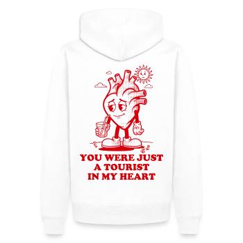 Du warst in meinem Herzen nur ein Tourist - Männer Premium Bio Hoodie - Weiß - Hinten - Nico (187cm)