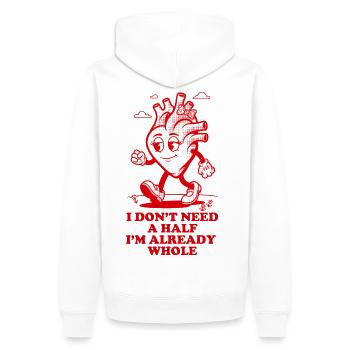 Ich brauche keine Hälfte, ich bin schon ganz - Männer Premium Bio Hoodie - Weiß - Hinten - Nico (187cm)