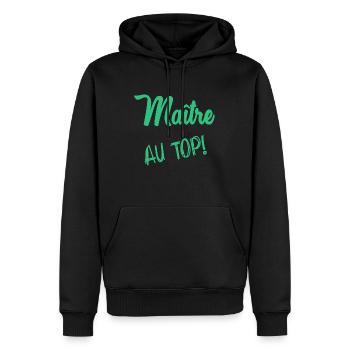 MEISTER - Männer Premium Bio Hoodie - Schwarz - Vorne - Nico (187cm)