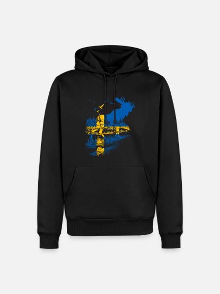 SWEDEN MOOSE - Men’s Premium Organic Hoodie - black