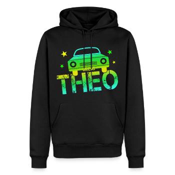 Theo Namenstag Theo - Männer Premium Bio Hoodie - Schwarz - Vorne - Nico (187cm)