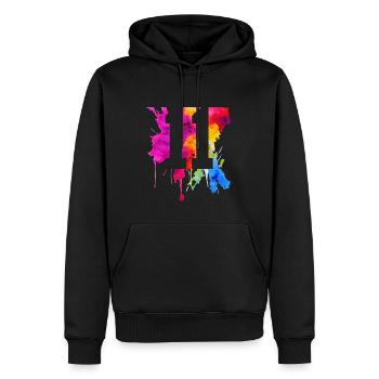 11 ANS 11E ANNIVERSAIRE - Sweat à capuche Premium bio Homme - noir - Devant - Nico (187cm)