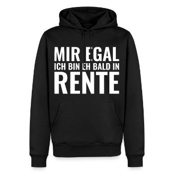 Mir egal ich bin eh bald in Rente - Männer Premium Bio Hoodie - Schwarz - Vorne - Nico (187cm)