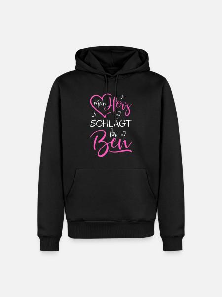 Mein Herz schlägt für Ben - Männer Premium Bio Hoodie - Schwarz