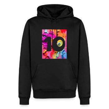 NON. 10 NUMÉRO 10 COLORÉ 10E ANNIVERSAIRE - Sweat à capuche Premium bio Homme - noir - Devant - Nico (187cm)