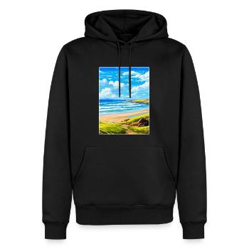 Constantine Bay Cornwall England Vereinigtes Königreich Reiseposter - Männer Premium Bio Hoodie - Schwarz - Vorne - Nico (187cm)