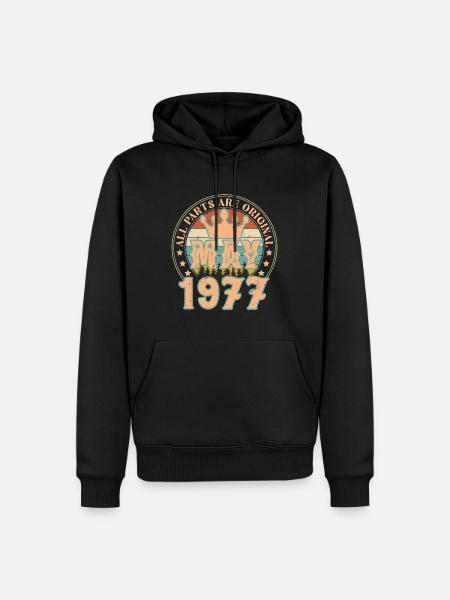 Mai 1977. Mai 1977 Geburtstagsgeschenk. Mai 1977 - Männer Premium Bio Hoodie - Schwarz