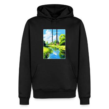 Spreewald Allemagne Affiche de voyage vintage souvenir - Sweat à capuche Premium bio Homme - noir - Devant - Nico (187cm)