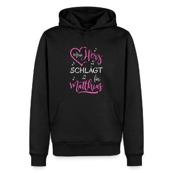Mein Herz schlägt für Matthias - Männer Premium Bio Hoodie - Schwarz - Vorne - Nico (187cm)