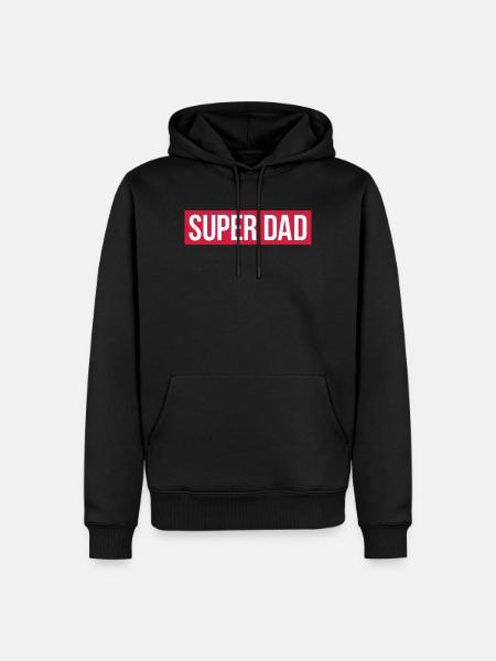 SUPER DAD - Männer Premium Bio Hoodie - Schwarz