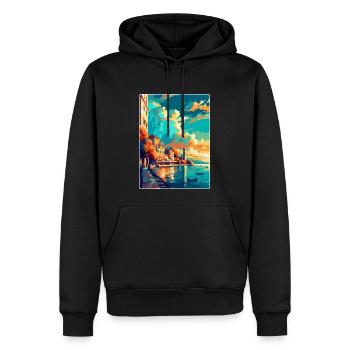 Thessalonique Grèce Affiche de voyage vintage souvenir - Sweat à capuche Premium bio Homme - noir - Devant - Nico (187cm)