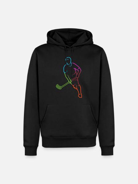 Floorball Spieler bunt Floorballer Junge Unihockey - Männer Premium Bio Hoodie - Schwarz