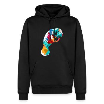 Farbenfrohe Seekuh Polygonkunst - Männer Premium Bio Hoodie - Schwarz - Vorne - Nico (187cm)