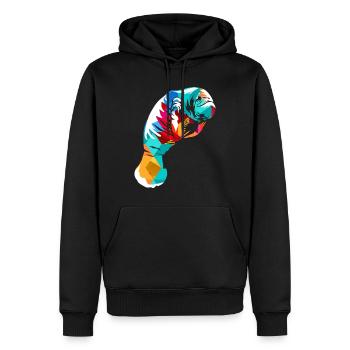 Farbenfrohe Seekuh Polygonkunst - Männer Premium Bio Hoodie - Schwarz - Vorne - Nico (187cm)