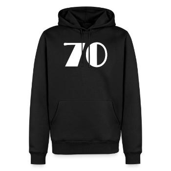 70. 70 JAHRE. 70-JÄHRIGES JUBILÄUM. GEBURTSTAG 70 JAHRE. - Männer Premium Bio Hoodie - Schwarz - Vorne - Nico (187cm)