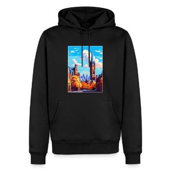 Manchester England Uk Travel Poster Souvenir WPA - Men’s Premium Organic Hoodie - black - Front - Nico (187cm)