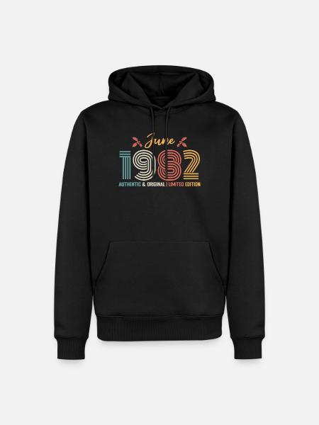 Juni 1982 Geburtstag Juni 1982 Retro Juni - Männer Premium Bio Hoodie - Schwarz