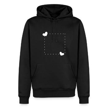 Heart frame ornament line white - Men’s Premium Organic Hoodie - black - Front - Nico (187cm)