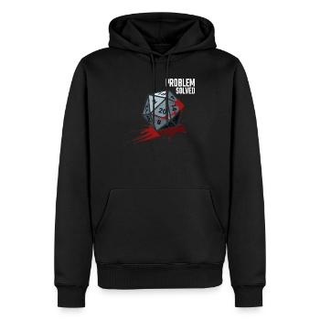 D20 Würfel - Problem solved - Männer Premium Bio Hoodie - Schwarz - Vorne - Nico (187cm)