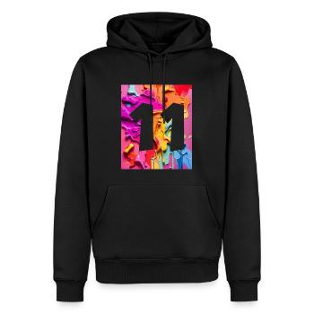 NR. 11 NUMMER 11 BUNT 11. GEBURTSTAG - Männer Premium Bio Hoodie - Schwarz - Vorne - Nico (187cm)