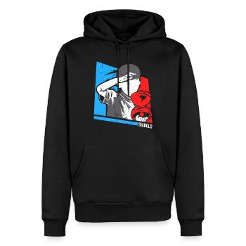 Wirbelnder Diabolo Zirkusjongleur - Männer Premium Bio Hoodie - Schwarz - Vorne - Nico (187cm)