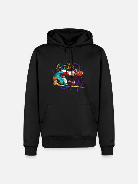 Freche Polygon Ratte Nagetier - Männer Premium Bio Hoodie - Schwarz