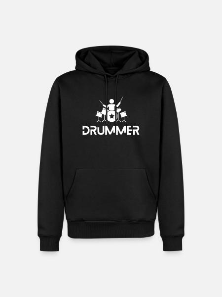 Batteur en action - Sweat à capuche Premium bio Homme - noir