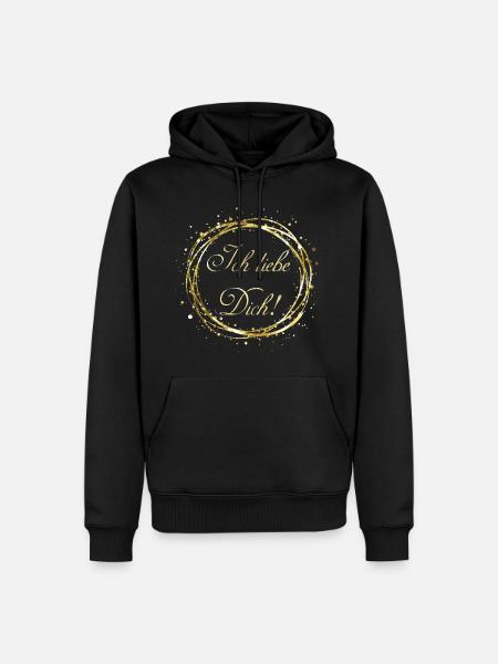 Ich liebe Dich - Männer Premium Bio Hoodie - Schwarz