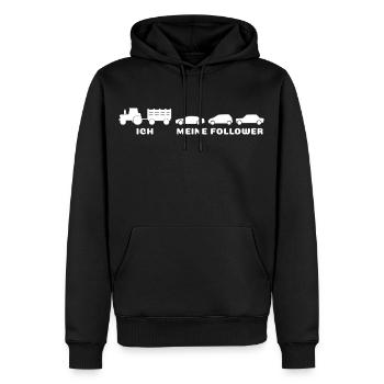 Ich meine Follower - Landwirt Bauer Traktor Autos - Männer Premium Bio Hoodie - Schwarz - Vorne - Nico (187cm)