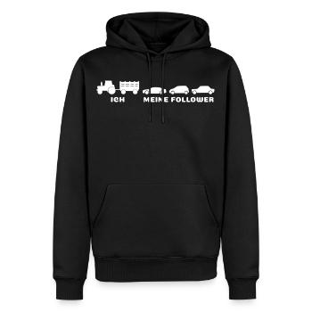 Ich meine Follower - Landwirt Bauer Traktor Autos - Männer Premium Bio Hoodie - Schwarz - Vorne - Nico (187cm)
