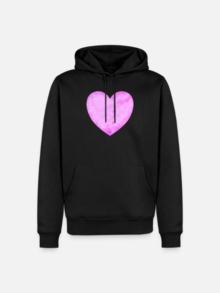 rosa Herz - Männer Premium Bio Hoodie - Schwarz