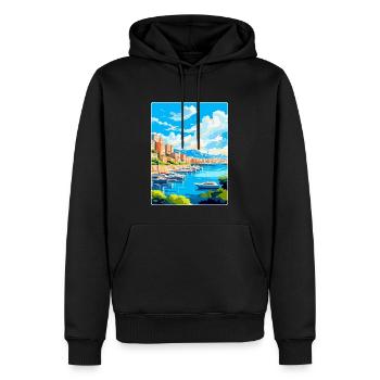 Monaco Côte d'Azur Frankreich Vintage Reiseplakat - Männer Premium Bio Hoodie - Schwarz - Vorne - Nico (187cm)