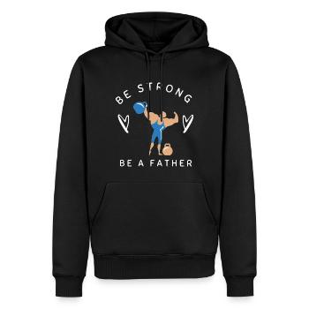SEI STARK, SEI VATER - Männer Premium Bio Hoodie - Schwarz - Vorne - Nico (187cm)