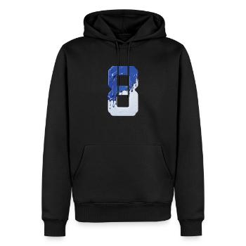 NR. 8 NUMMER 8 BLAU WEIß 8. GEBURTSTAG - Männer Premium Bio Hoodie - Schwarz - Vorne - Nico (187cm)