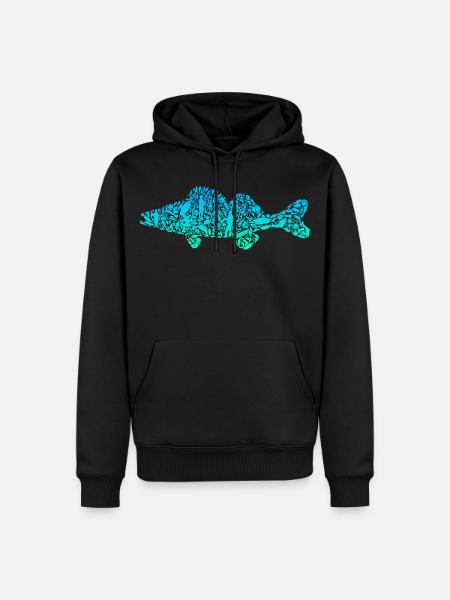 Zander Angeln Fisch farbig Raubfisch Angler - Männer Premium Bio Hoodie - Schwarz