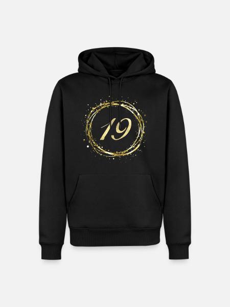 19 - Männer Premium Bio Hoodie - Schwarz