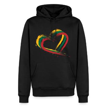 Drapeau brosse coeur de la Lituanie - Sweat à capuche Premium bio Homme - noir - Devant - Nico (187cm)
