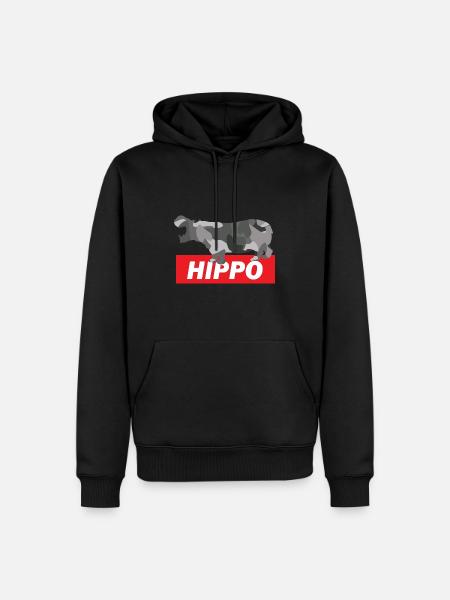 Gemütliches Flusspferd Savanne - Männer Premium Bio Hoodie - Schwarz