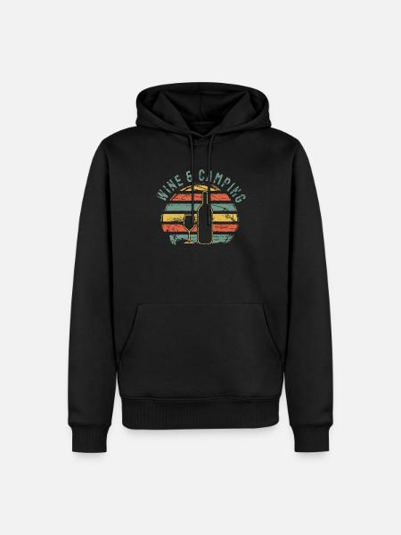 Camping Drinking Wein - Männer Premium Bio Hoodie - Schwarz