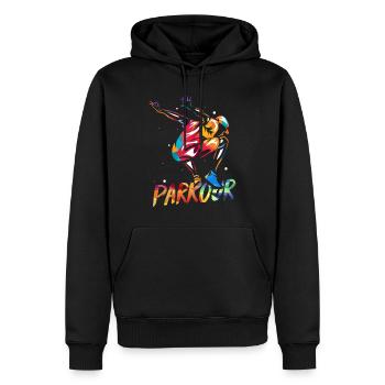 Waghalsiger Parkour Hindernisparcours - Männer Premium Bio Hoodie - Schwarz - Vorne - Nico (187cm)
