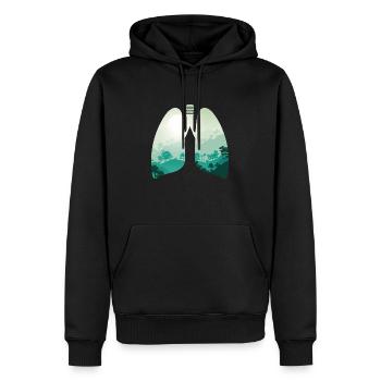 Nature verte forêt paysage poumon - Sweat à capuche Premium bio Homme - noir - Devant - Nico (187cm)